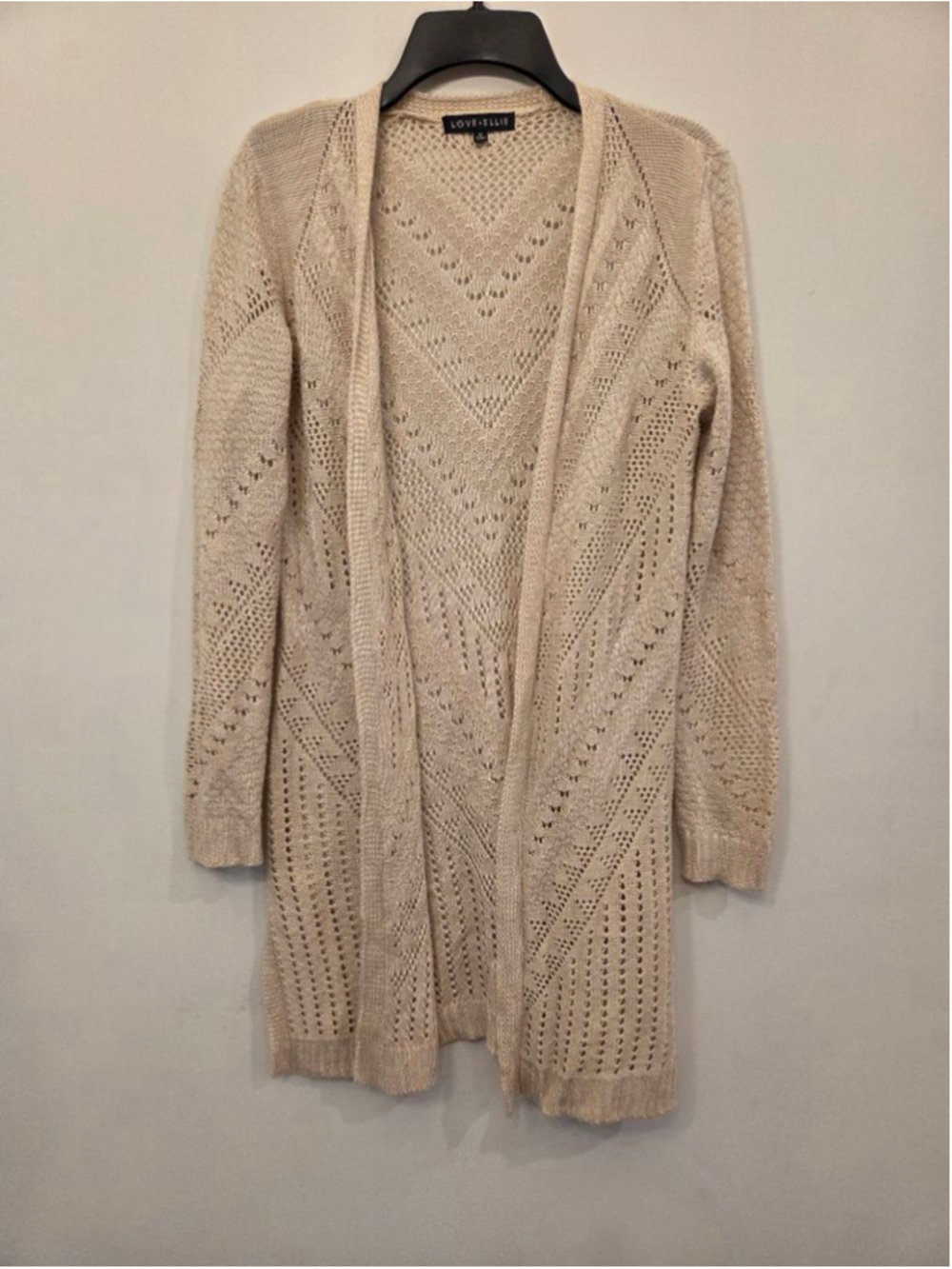 LOVE ELLIE women's Beige Open Knit Cardigan size Medium